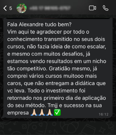 Depoimento do Christian via WhatsApp
