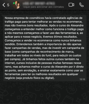 Depoimento do Billie via WhatsApp