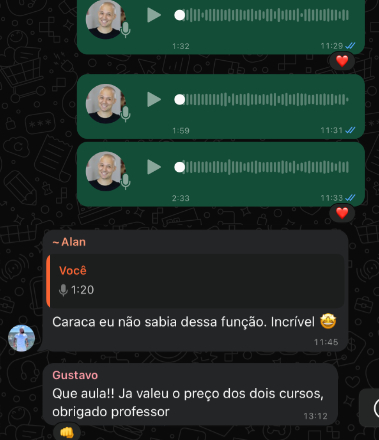 Depoimento de aluno via WhatsApp