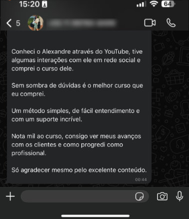 Depoimento da Vânia via WhatsApp